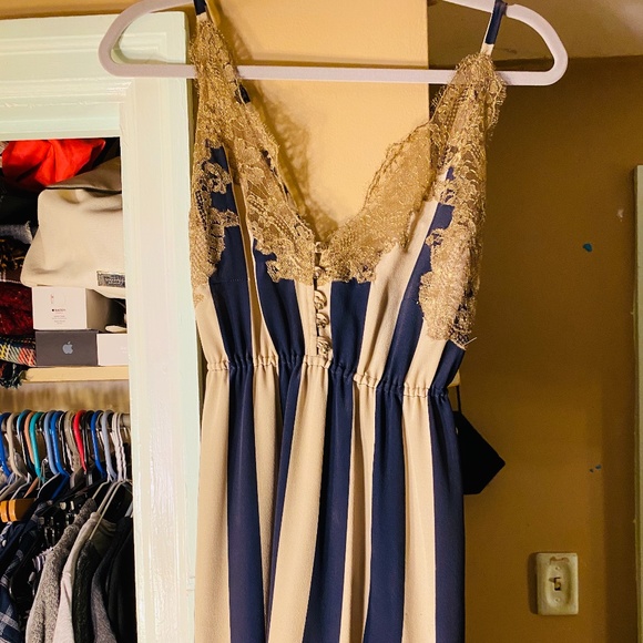 NWT Rosamarina Striped lace-trimmed silk cami - Picture 2 of 5